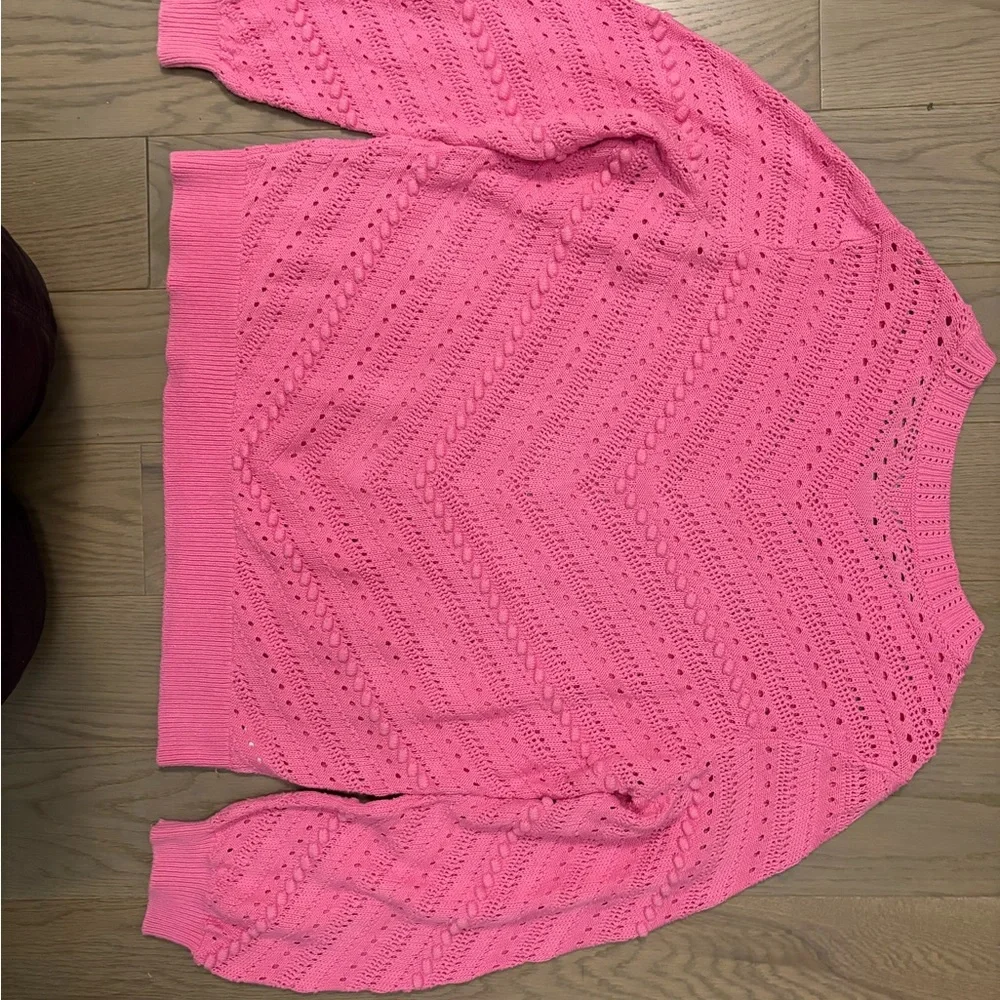 LOFT Pink Pointelle Knit Sweater
- Size x-large - 100% Cotton - Picture 7 of 8